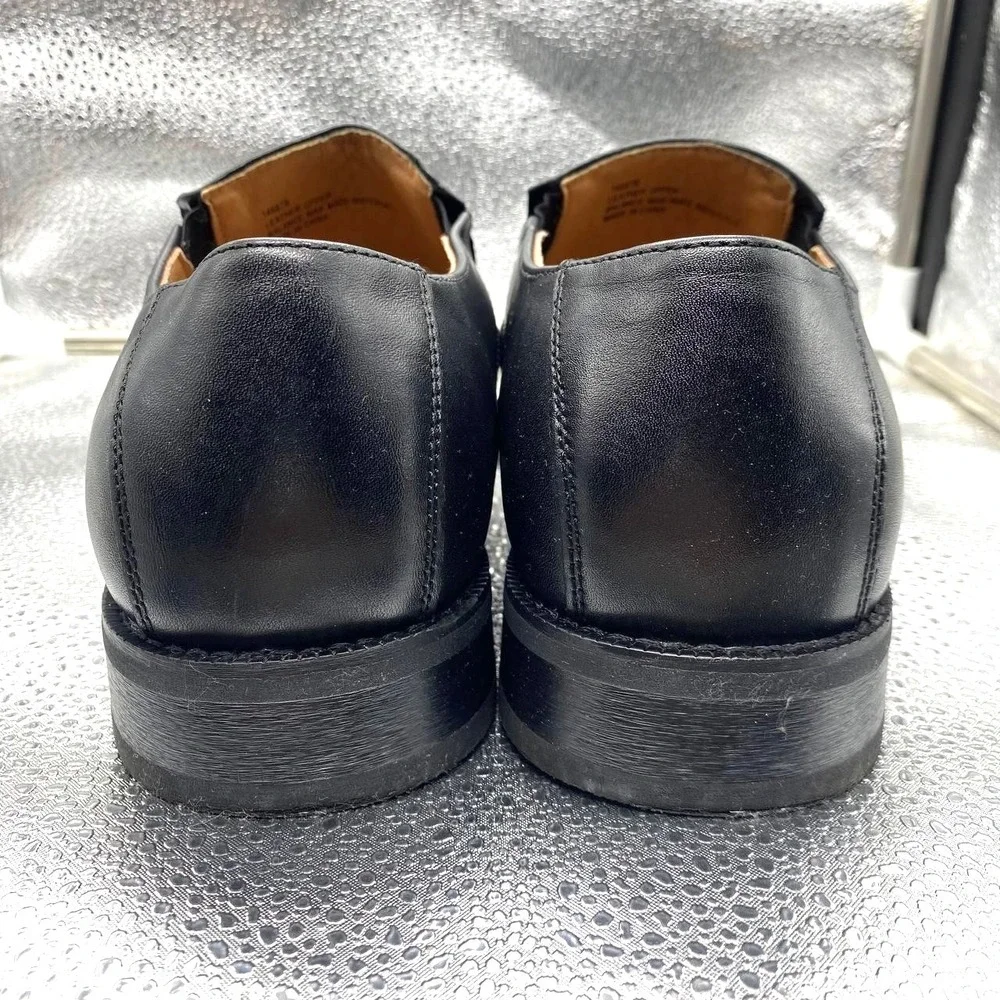 Joseph Abboud Dominic Venetian Loafer Shoes Mens 10 Black Leather Square Toe